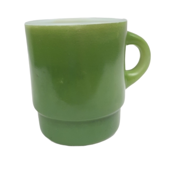Vintage Anchor Hocking Fire King Avocado Green Stackable Coffee Mug D Handle - Picture 3 of 6